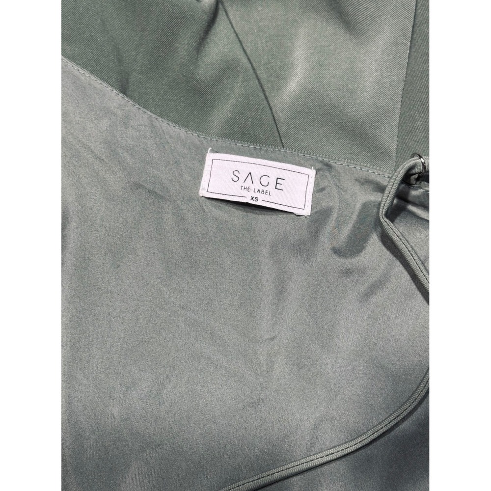 Sage The Label Jumpsuit Womens XS One Shoulder Cutout Wide Leg Sage Green - Picture 11 of 12
